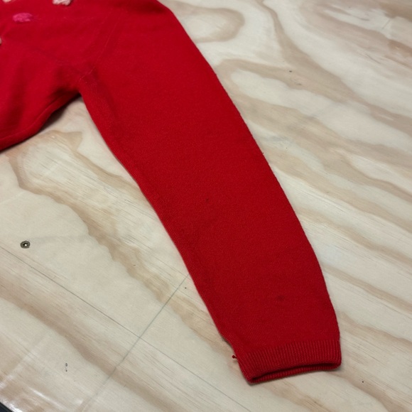 Vintage Mia Kato Design Cashmere Red Pom-Pom Cardigan Sweater Small - Picture 11 of 15